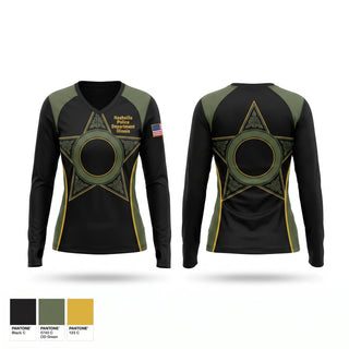 Womens Long Sleeve Vneck Shirt, Nashville Police Department, Illinois, Police, Teamtime, Team time, sublimation, custom sports apparel, team uniforms, spirit wear, spiritwear, sports uniforms, custom shirts, team store, custom team store, fundraiser sports, apparel fundraiser