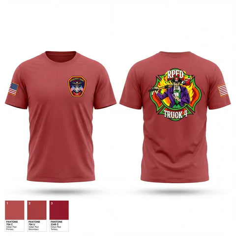 Old School Cotton Feel Shirt, Rockaway Point FD, Fire Department, Teamtime, Team time, sublimation, custom sports apparel, team uniforms, spirit wear, spiritwear, sports uniforms, custom shirts, team store, custom team store, fundraiser sports, apparel fundraiser