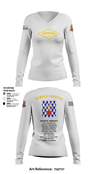 Womens Long Sleeve Vneck Shirt, 2-16 rangers, Army, Teamtime, Team time, sublimation, custom sports apparel, team uniforms, spirit wear, spiritwear, sports uniforms, custom shirts, team store, custom team store, fundraiser sports, apparel fundraiser