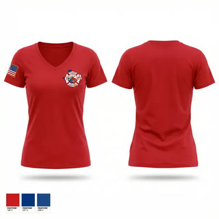 Womens Short Sleeve Vneck Shirt, Linden fire department, Fire Department, Teamtime, Team time, sublimation, custom sports apparel, team uniforms, spirit wear, spiritwear, sports uniforms, custom shirts, team store, custom team store, fundraiser sports, apparel fundraiser