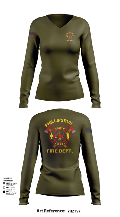 PHILLIPSBURG FIRE DEPARTMENT 39354124 Women's Long Sleeve V-neck Shirt - 102