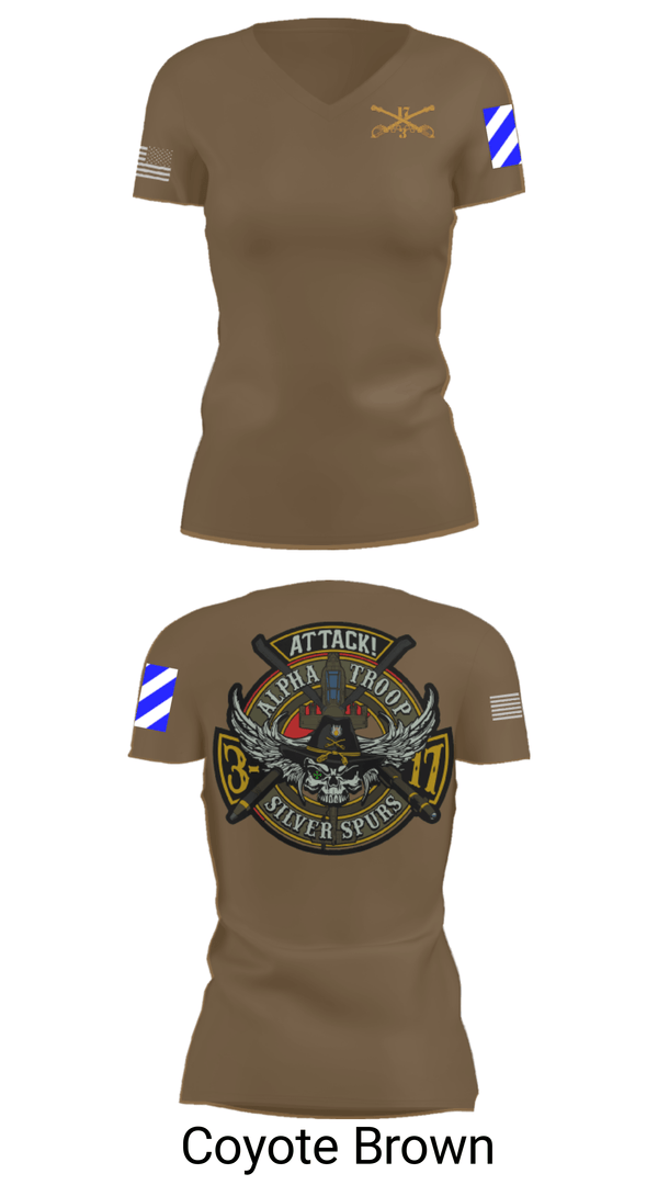 Women's Short Sleeve Vneck Shirt, A/3-17 ACS, Army, Teamtime, Team time, sublimation, custom sports apparel, team uniforms, spirit wear, spiritwear, sports uniforms, custom shirts, team store, custom team store, fundraiser sports, apparel fundraiser