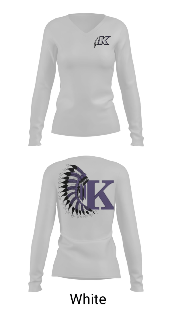 Women's Long Sleeve Vneck Shirt, Keokuk High School, Spirit Store, Teamtime, Team time, sublimation, custom sports apparel, team uniforms, spirit wear, spiritwear, sports uniforms, custom shirts, team store, custom team store, fundraiser sports, apparel fundraiser