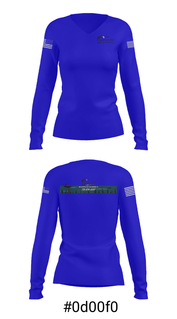 Women's Long Sleeve Vneck Shirt, The Watering Hole at FFHQ, , Teamtime, Team time, sublimation, custom sports apparel, team uniforms, spirit wear, spiritwear, sports uniforms, custom shirts, team store, custom team store, fundraiser sports, apparel fundraiser