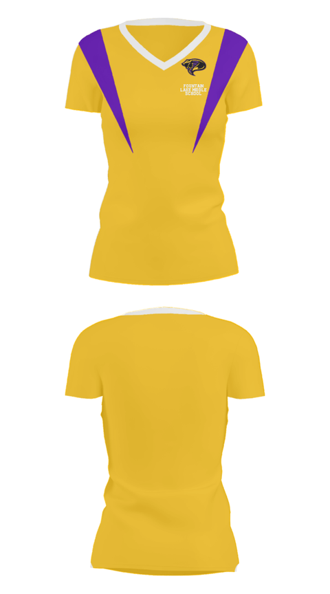 Women's Short Sleeve Vneck Shirt, Fountain Lake Middle School, Spirit Store, Teamtime, Team time, sublimation, custom sports apparel, team uniforms, spirit wear, spiritwear, sports uniforms, custom shirts, team store, custom team store, fundraiser sports, apparel fundraiser