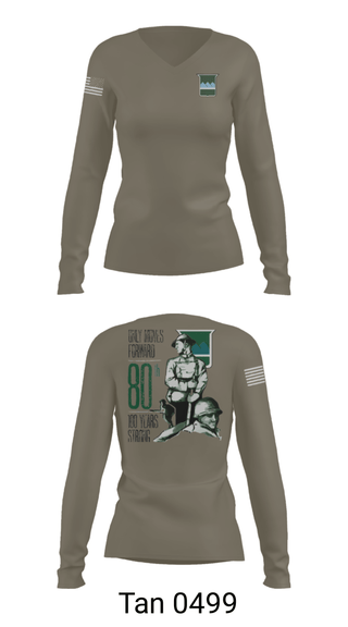 Women's Long Sleeve Vneck Shirt, 80th Training Command, , Teamtime, Team time, sublimation, custom sports apparel, team uniforms, spirit wear, spiritwear, sports uniforms, custom shirts, team store, custom team store, fundraiser sports, apparel fundraiser