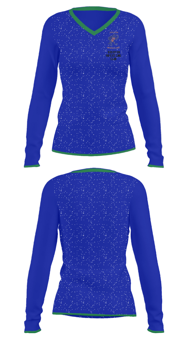 Women's Long Sleeve Vneck Shirt, Hugoton Wrestling Club, Wrestling, Teamtime, Team time, sublimation, custom sports apparel, team uniforms, spirit wear, spiritwear, sports uniforms, custom shirts, team store, custom team store, fundraiser sports, apparel fundraiser