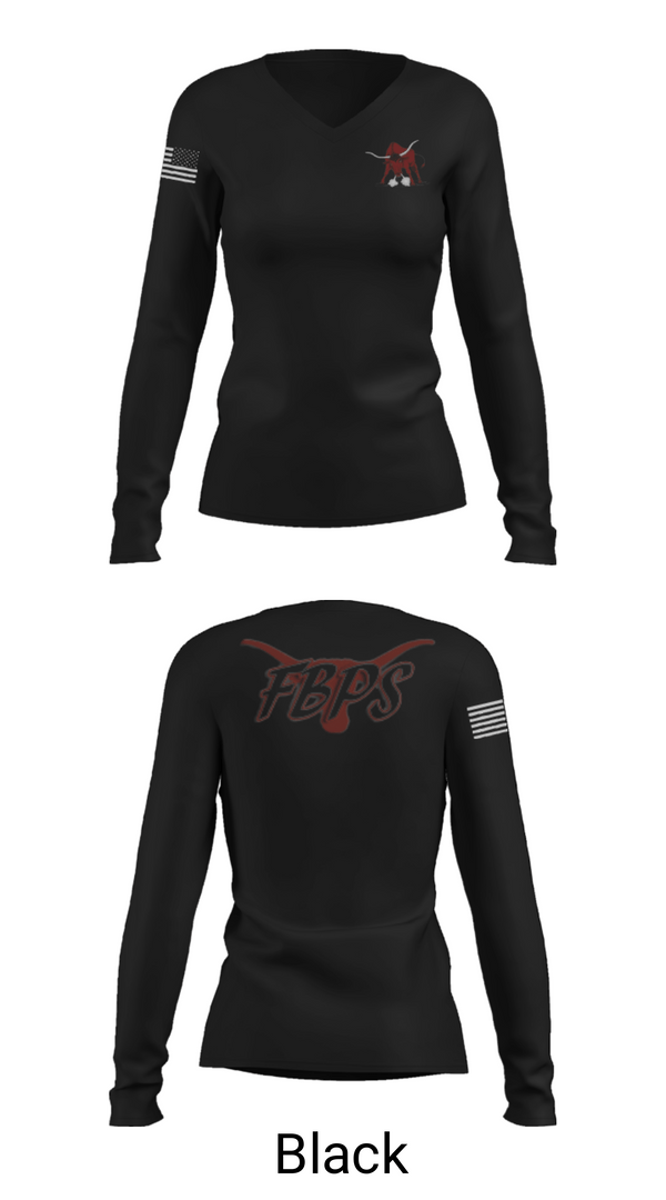 Women's Long Sleeve Vneck Shirt, Fort Benton School, Spirit Store, Teamtime, Team time, sublimation, custom sports apparel, team uniforms, spirit wear, spiritwear, sports uniforms, custom shirts, team store, custom team store, fundraiser sports, apparel fundraiser