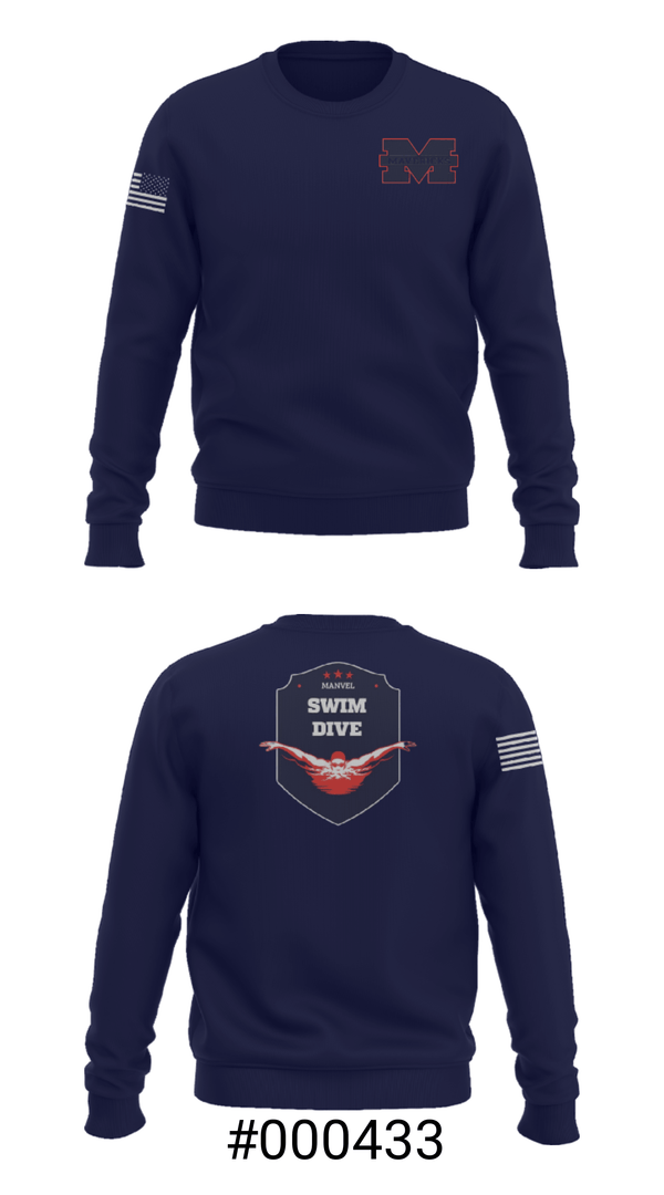 Crew Neck Sweatshirt, Manvel High School Swimming, Swimming, Teamtime, Team time, sublimation, custom sports apparel, team uniforms, spirit wear, spiritwear, sports uniforms, custom shirts, team store, custom team store, fundraiser sports, apparel fundraiser