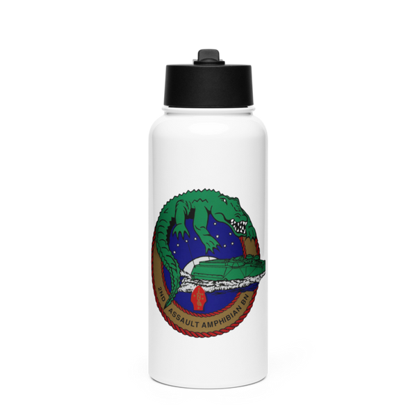 2d Assault Amphibian Battalion Stainless Steel Water Bottle with a Straw Lid