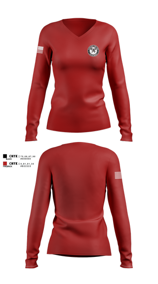 Womens Long Sleeve Vneck Shirt, Kankakee Twp Fire, , Teamtime, Team time, sublimation, custom sports apparel, team uniforms, spirit wear, spiritwear, sports uniforms, custom shirts, team store, custom team store, fundraiser sports, apparel fundraiser