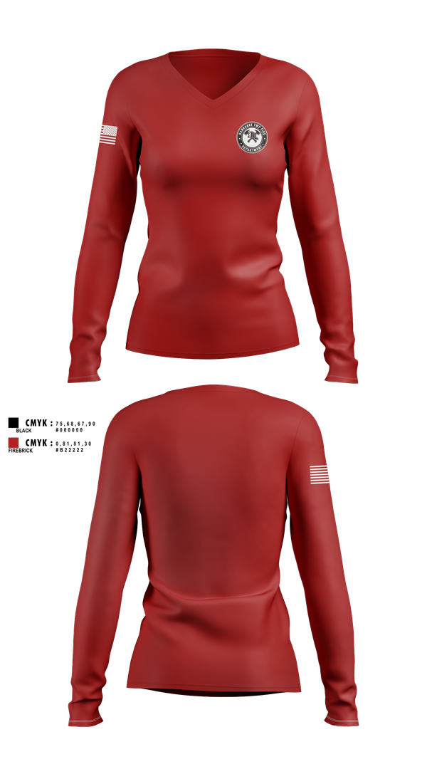 Womens Long Sleeve Vneck Shirt, Kankakee Twp Fire, , Teamtime, Team time, sublimation, custom sports apparel, team uniforms, spirit wear, spiritwear, sports uniforms, custom shirts, team store, custom team store, fundraiser sports, apparel fundraiser
