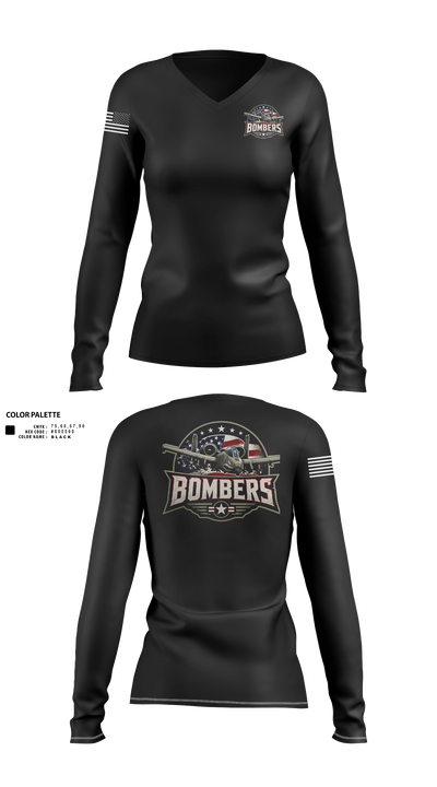 Bombers Women's Long Sleeve V-neck Shirt - 21