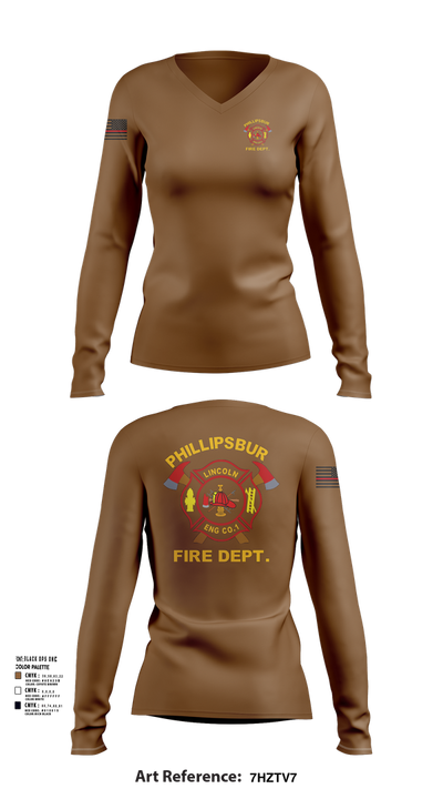 PHILLIPSBURG FIRE DEPARTMENT 39354124 Women's Long Sleeve V-neck Shirt - 101