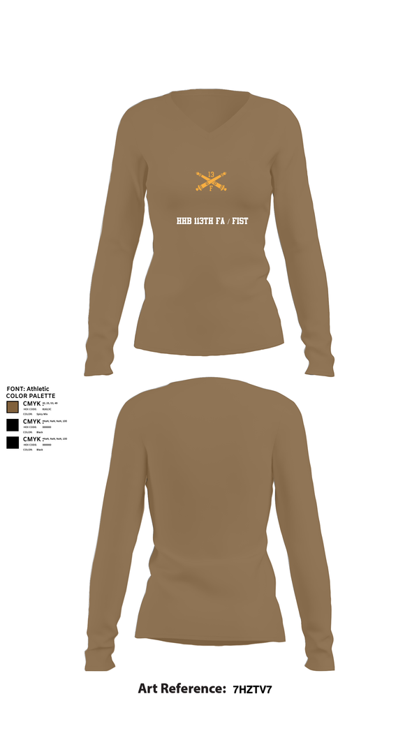 Womens Long Sleeve Vneck Shirt, HHB 113th FA / FIST, , Teamtime, Team time, sublimation, custom sports apparel, team uniforms, spirit wear, spiritwear, sports uniforms, custom shirts, team store, custom team store, fundraiser sports, apparel fundraiser