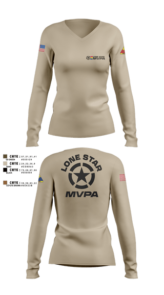 Womens Long Sleeve Vneck Shirt, Lone Star MVPA, , Teamtime, Team time, sublimation, custom sports apparel, team uniforms, spirit wear, spiritwear, sports uniforms, custom shirts, team store, custom team store, fundraiser sports, apparel fundraiser
