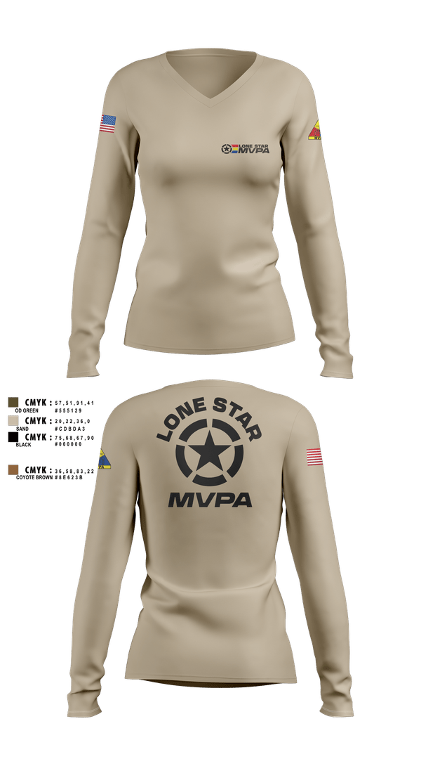 Womens Long Sleeve Vneck Shirt, Lone Star MVPA, , Teamtime, Team time, sublimation, custom sports apparel, team uniforms, spirit wear, spiritwear, sports uniforms, custom shirts, team store, custom team store, fundraiser sports, apparel fundraiser