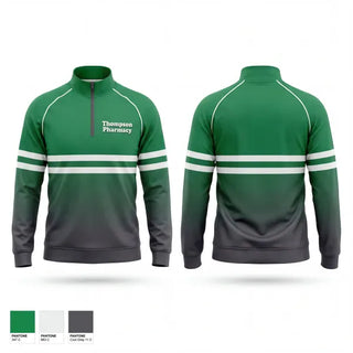 Quarter Zip Jacket, Thompson Pharmacy, Baseball, Teamtime, Team time, sublimation, custom sports apparel, team uniforms, spirit wear, spiritwear, sports uniforms, custom shirts, team store, custom team store, fundraiser sports, apparel fundraiser