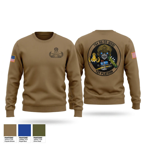 Crew Neck Sweatshirt, 1PLT 754th OD CO (EOD), Army, Teamtime, Team time, sublimation, custom sports apparel, team uniforms, spirit wear, spiritwear, sports uniforms, custom shirts, team store, custom team store, fundraiser sports, apparel fundraiser