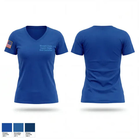 Womens Short Sleeve Vneck Shirt, Morgan State/Coppin State Bear Battalion, Army, Teamtime, Team time, sublimation, custom sports apparel, team uniforms, spirit wear, spiritwear, sports uniforms, custom shirts, team store, custom team store, fundraiser sports, apparel fundraiser