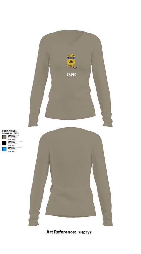 Womens Long Sleeve Vneck Shirt, TX.PPO, , Teamtime, Team time, sublimation, custom sports apparel, team uniforms, spirit wear, spiritwear, sports uniforms, custom shirts, team store, custom team store, fundraiser sports, apparel fundraiser