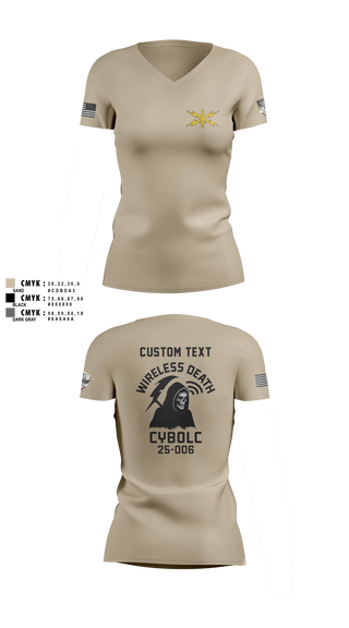 Womens Short Sleeve Vneck Shirt, Bravo Company, 401st Cyber Battalion, Army, Teamtime, Team time, sublimation, custom sports apparel, team uniforms, spirit wear, spiritwear, sports uniforms, custom shirts, team store, custom team store, fundraiser sports, apparel fundraiser