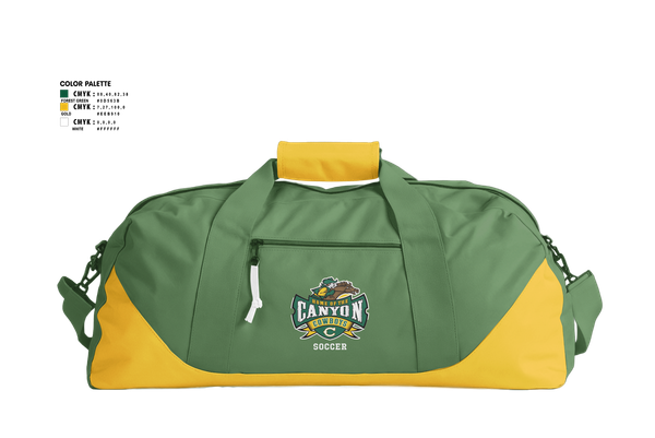 Duffle Bag, Canyon High School Girls Soccer, Women's Soccer, Teamtime, Team time, sublimation, custom sports apparel, team uniforms, spirit wear, spiritwear, sports uniforms, custom shirts, team store, custom team store, fundraiser sports, apparel fundraiser