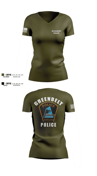 Womens Short Sleeve Vneck Shirt, Greenbelt Patrol, Police, Teamtime, Team time, sublimation, custom sports apparel, team uniforms, spirit wear, spiritwear, sports uniforms, custom shirts, team store, custom team store, fundraiser sports, apparel fundraiser