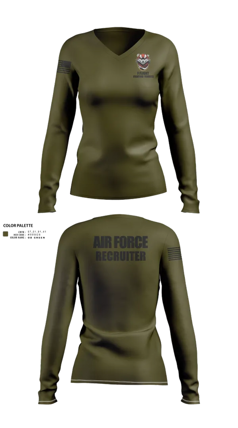 Womens Long Sleeve Vneck Shirt, 336 RCS F Flight, , Teamtime, Team time, sublimation, custom sports apparel, team uniforms, spirit wear, spiritwear, sports uniforms, custom shirts, team store, custom team store, fundraiser sports, apparel fundraiser