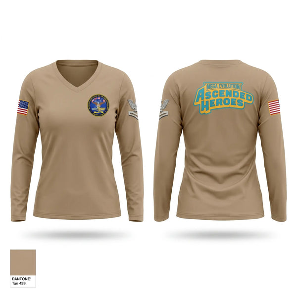 Womens Long Sleeve Vneck Shirt, Information Warfare Training Command Corry Station, Navy, Teamtime, Team time, sublimation, custom sports apparel, team uniforms, spirit wear, spiritwear, sports uniforms, custom shirts, team store, custom team store, fundraiser sports, apparel fundraiser