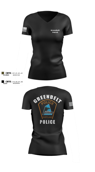 Womens Short Sleeve Vneck Shirt, Greenbelt Patrol, Police, Teamtime, Team time, sublimation, custom sports apparel, team uniforms, spirit wear, spiritwear, sports uniforms, custom shirts, team store, custom team store, fundraiser sports, apparel fundraiser