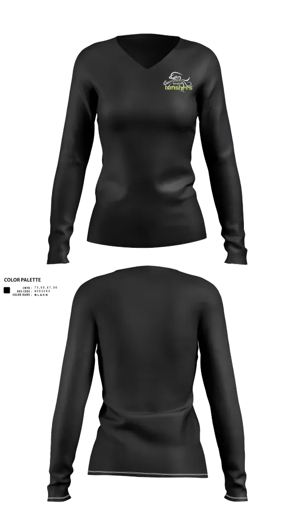 Womens Long Sleeve Vneck Shirt, Boston Banshees, Football, Teamtime, Team time, sublimation, custom sports apparel, team uniforms, spirit wear, spiritwear, sports uniforms, custom shirts, team store, custom team store, fundraiser sports, apparel fundraiser