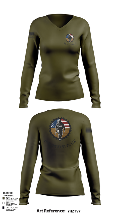 Designs By Vets 85600951 Women's Long Sleeve V-neck Shirt - 101