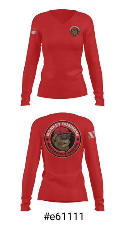 Monkey Business Motorcycke Hauling 57300116 Women's Long Sleeve V-neck Shirt - 20