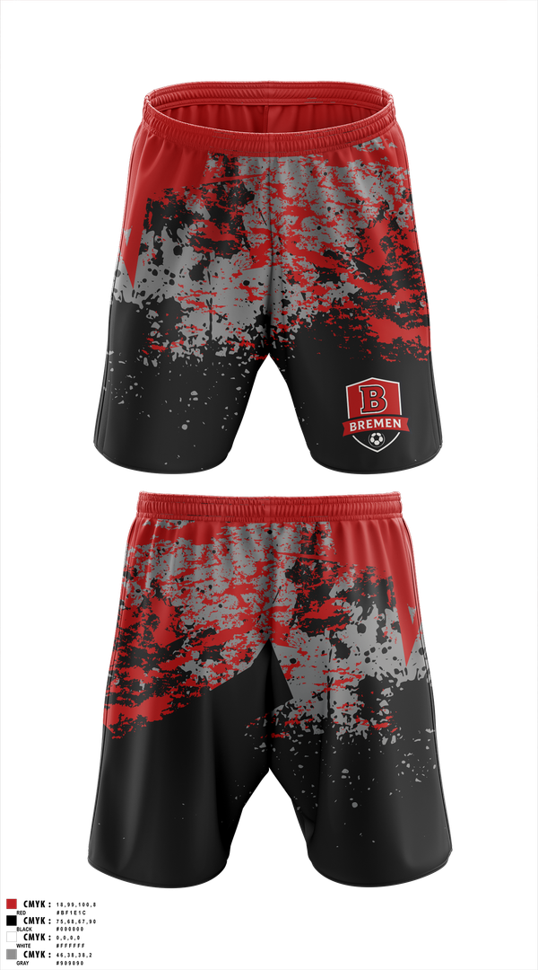 Mens Soccer Shorts, Bremen Soccer, Men's Soccer, Teamtime, Team time, sublimation, custom sports apparel, team uniforms, spirit wear, spiritwear, sports uniforms, custom shirts, team store, custom team store, fundraiser sports, apparel fundraiser