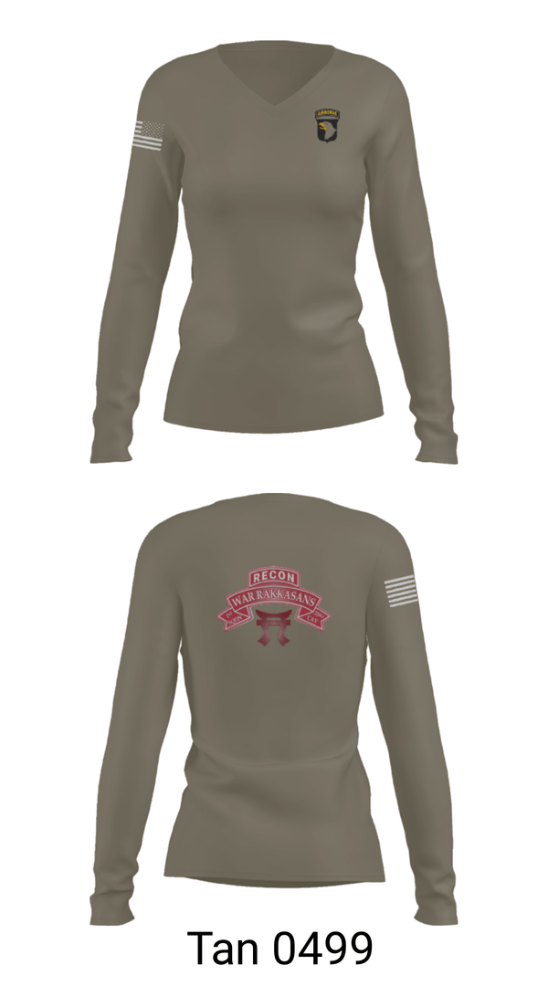 Women's Long Sleeve Vneck Shirt, 1-33 CAV, Army, Teamtime, Team time, sublimation, custom sports apparel, team uniforms, spirit wear, spiritwear, sports uniforms, custom shirts, team store, custom team store, fundraiser sports, apparel fundraiser