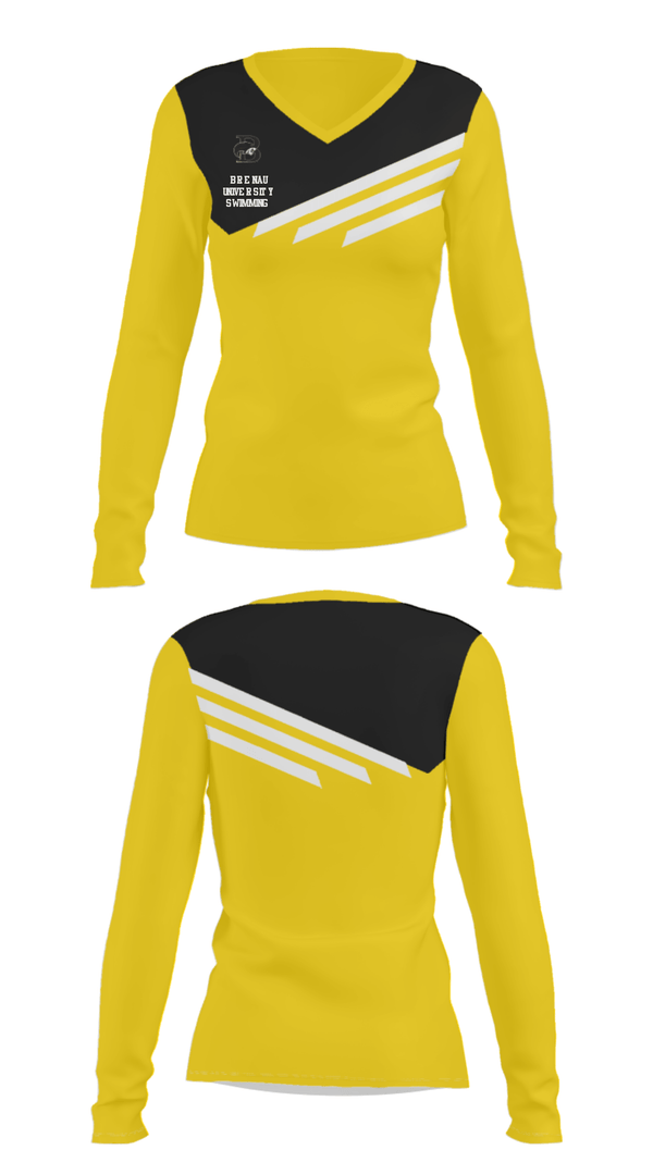Women's Long Sleeve Vneck Shirt, Brenau University Swimming, Swimming, Teamtime, Team time, sublimation, custom sports apparel, team uniforms, spirit wear, spiritwear, sports uniforms, custom shirts, team store, custom team store, fundraiser sports, apparel fundraiser