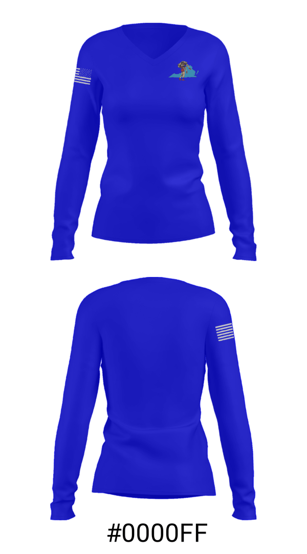 Women's Long Sleeve Vneck Shirt, Virginia Challenge Wrestling Association, Wrestling, Teamtime, Team time, sublimation, custom sports apparel, team uniforms, spirit wear, spiritwear, sports uniforms, custom shirts, team store, custom team store, fundraiser sports, apparel fundraiser
