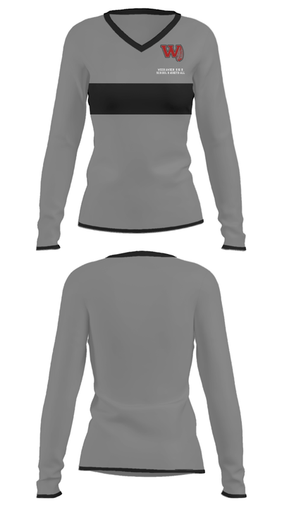 Weehawken High School Basketball 69663304 Women's Long Sleeve V-neck Shirt - 33