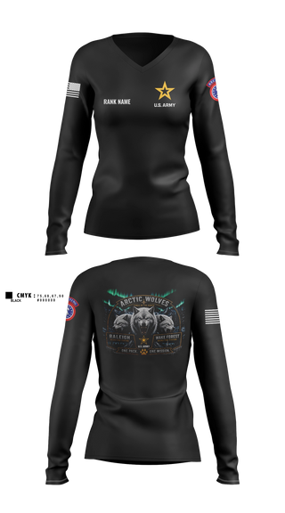 Womens Long Sleeve Vneck Shirt, Capital North Region, Army, Teamtime, Team time, sublimation, custom sports apparel, team uniforms, spirit wear, spiritwear, sports uniforms, custom shirts, team store, custom team store, fundraiser sports, apparel fundraiser