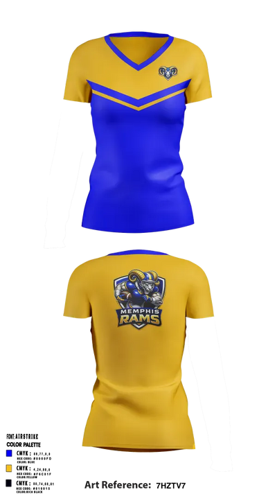 Memphis Rams 44971969 Women's Short Sleeve V-neck Shirt - 3