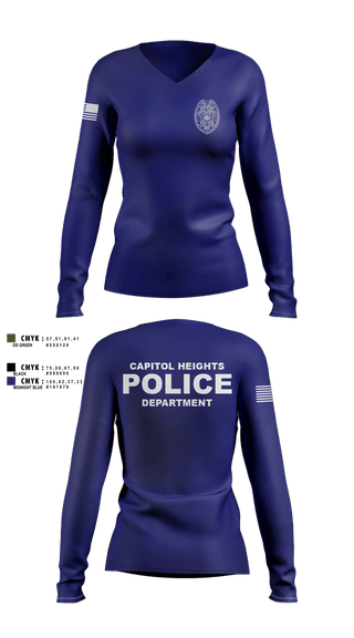 Womens Long Sleeve Vneck Shirt, Capitol Heights Police Dept., Police, Teamtime, Team time, sublimation, custom sports apparel, team uniforms, spirit wear, spiritwear, sports uniforms, custom shirts, team store, custom team store, fundraiser sports, apparel fundraiser