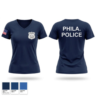 Womens Short Sleeve Vneck Shirt, Philadelphia police, Police, Teamtime, Team time, sublimation, custom sports apparel, team uniforms, spirit wear, spiritwear, sports uniforms, custom shirts, team store, custom team store, fundraiser sports, apparel fundraiser