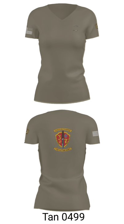 3rd. Battalion 7th. Marines 15768807 Women's Short Sleeve V-neck Shirt - 36