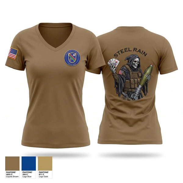 Womens Short Sleeve Vneck Shirt, 1/160th HHC MORTARS, Army, Teamtime, Team time, sublimation, custom sports apparel, team uniforms, spirit wear, spiritwear, sports uniforms, custom shirts, team store, custom team store, fundraiser sports, apparel fundraiser