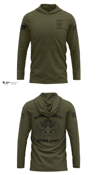 Long Sleeve Hooded Sun Shirt, Harris County Sheriff’s Bomb Unit, Police, Teamtime, Team time, sublimation, custom sports apparel, team uniforms, spirit wear, spiritwear, sports uniforms, custom shirts, team store, custom team store, fundraiser sports, apparel fundraiser