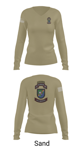Womens Long Sleeve Vneck Shirt, 3rd/75th Ranger Regiment, , Teamtime, Team time, sublimation, custom sports apparel, team uniforms, spirit wear, spiritwear, sports uniforms, custom shirts, team store, custom team store, fundraiser sports, apparel fundraiser