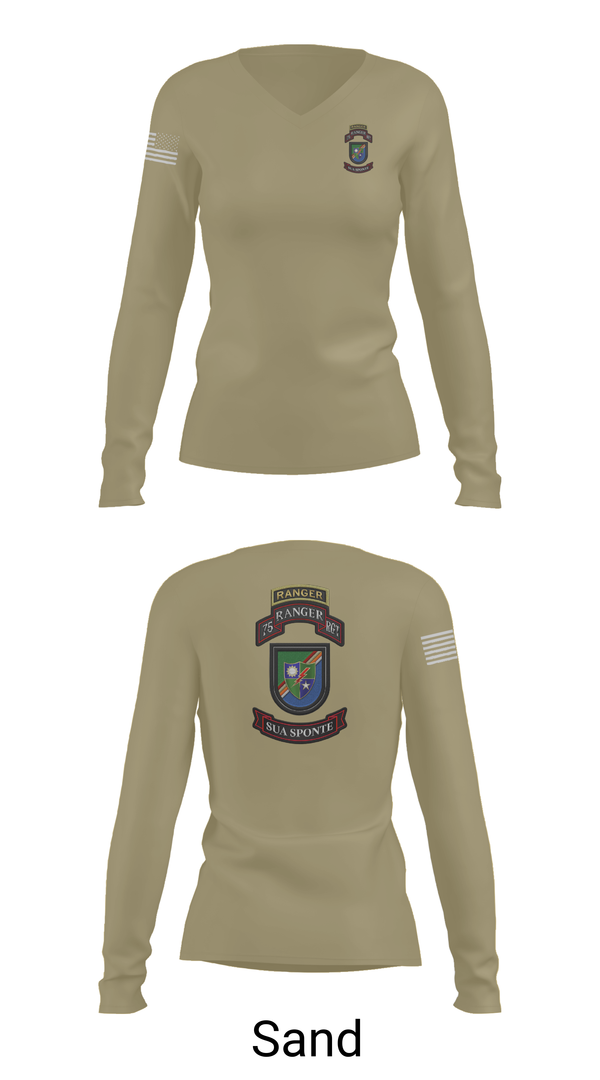 Womens Long Sleeve Vneck Shirt, 3rd/75th Ranger Regiment, , Teamtime, Team time, sublimation, custom sports apparel, team uniforms, spirit wear, spiritwear, sports uniforms, custom shirts, team store, custom team store, fundraiser sports, apparel fundraiser