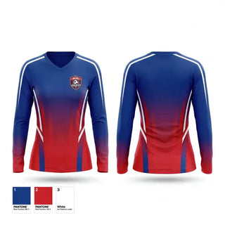Womens Long Sleeve Vneck Shirt, Legacy FC, Men's Soccer, Teamtime, Team time, sublimation, custom sports apparel, team uniforms, spirit wear, spiritwear, sports uniforms, custom shirts, team store, custom team store, fundraiser sports, apparel fundraiser