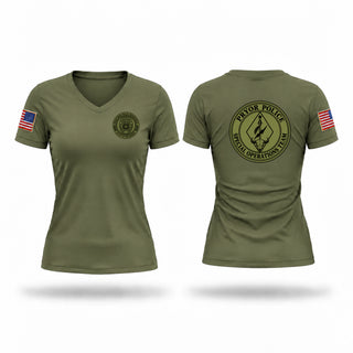 Womens Short Sleeve Vneck Shirt, Pryor SOT, Police, Teamtime, Team time, sublimation, custom sports apparel, team uniforms, spirit wear, spiritwear, sports uniforms, custom shirts, team store, custom team store, fundraiser sports, apparel fundraiser